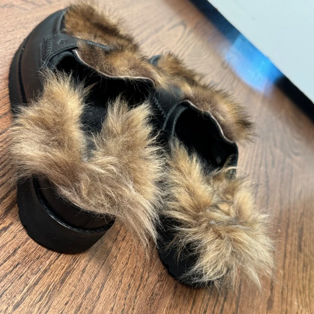 UGG AMBUSH Penny Loafer Black Leather Fur Mules Men 9 EU 42 Collab Slipper Shoe
